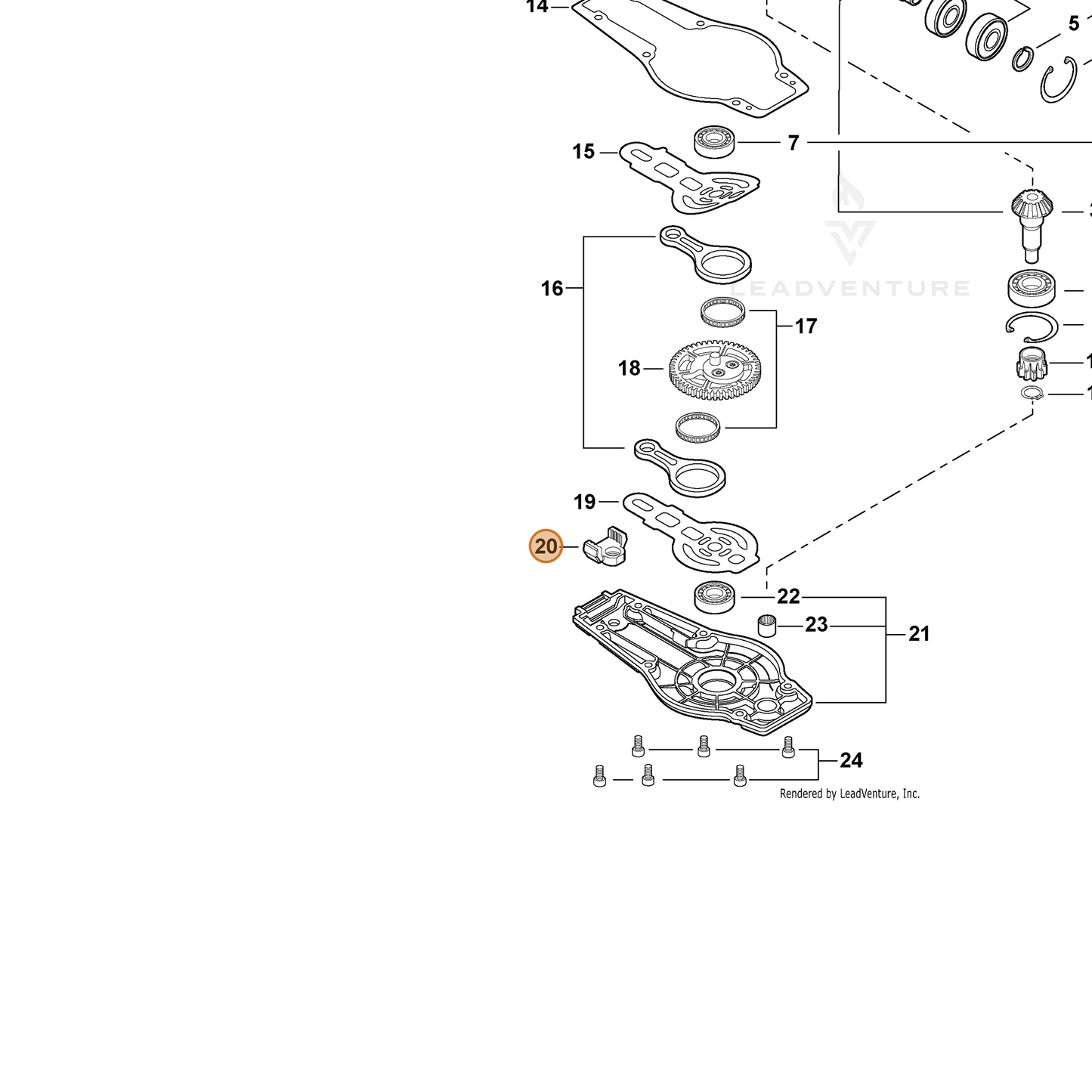 ECHO part V541000620 — IPL diagram snippet (6x zoom, amber highlight)