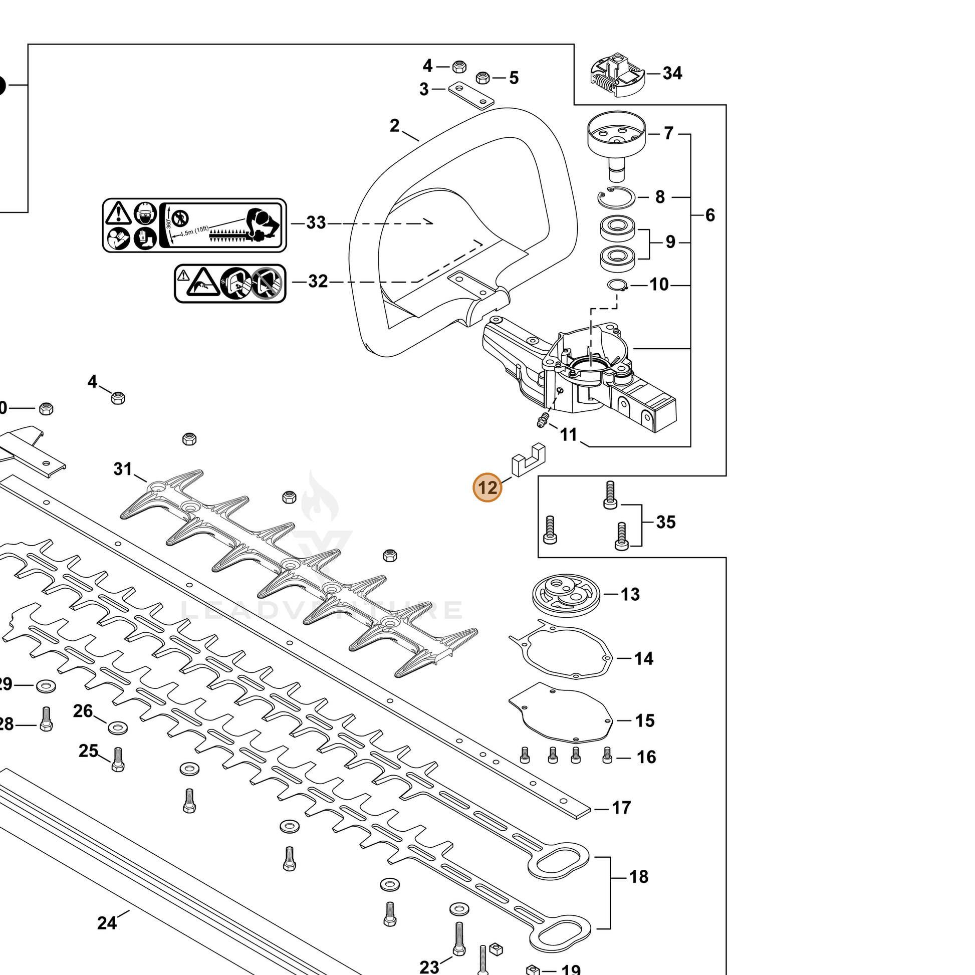 ECHO part V541000750 — IPL diagram snippet (6x zoom, amber highlight)