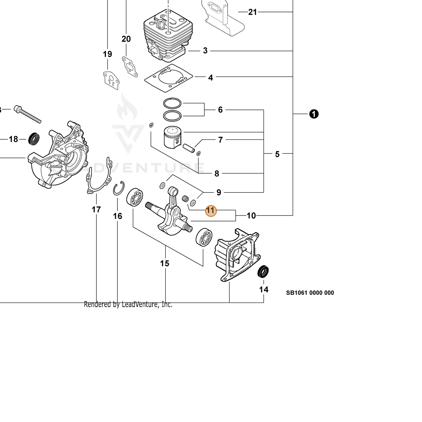 ECHO part V553000010 — IPL diagram snippet (6x zoom, amber highlight)