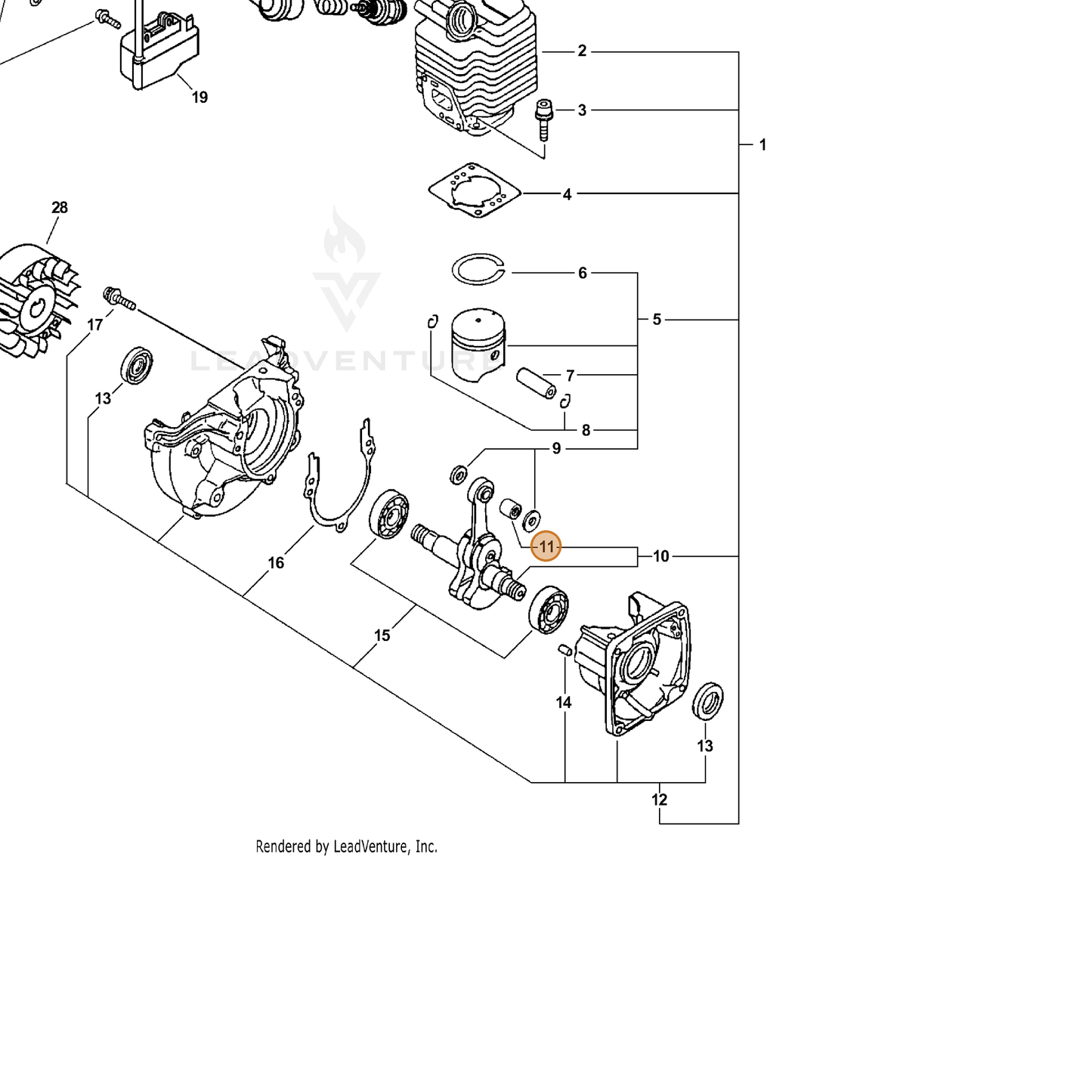 ECHO part V553000030 — IPL diagram snippet (6x zoom, amber highlight)