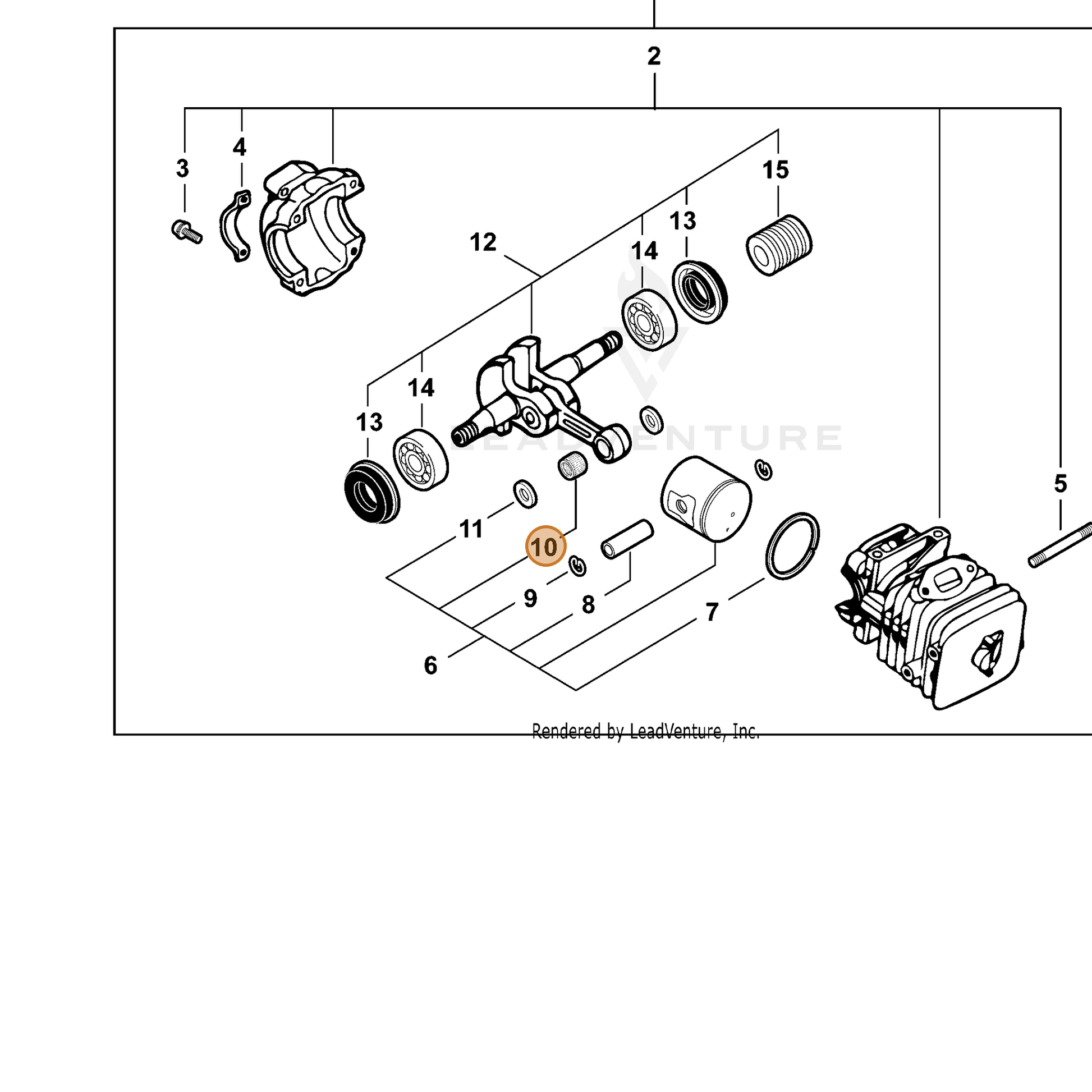 ECHO part V553000040 — IPL diagram snippet (6x zoom, amber highlight)