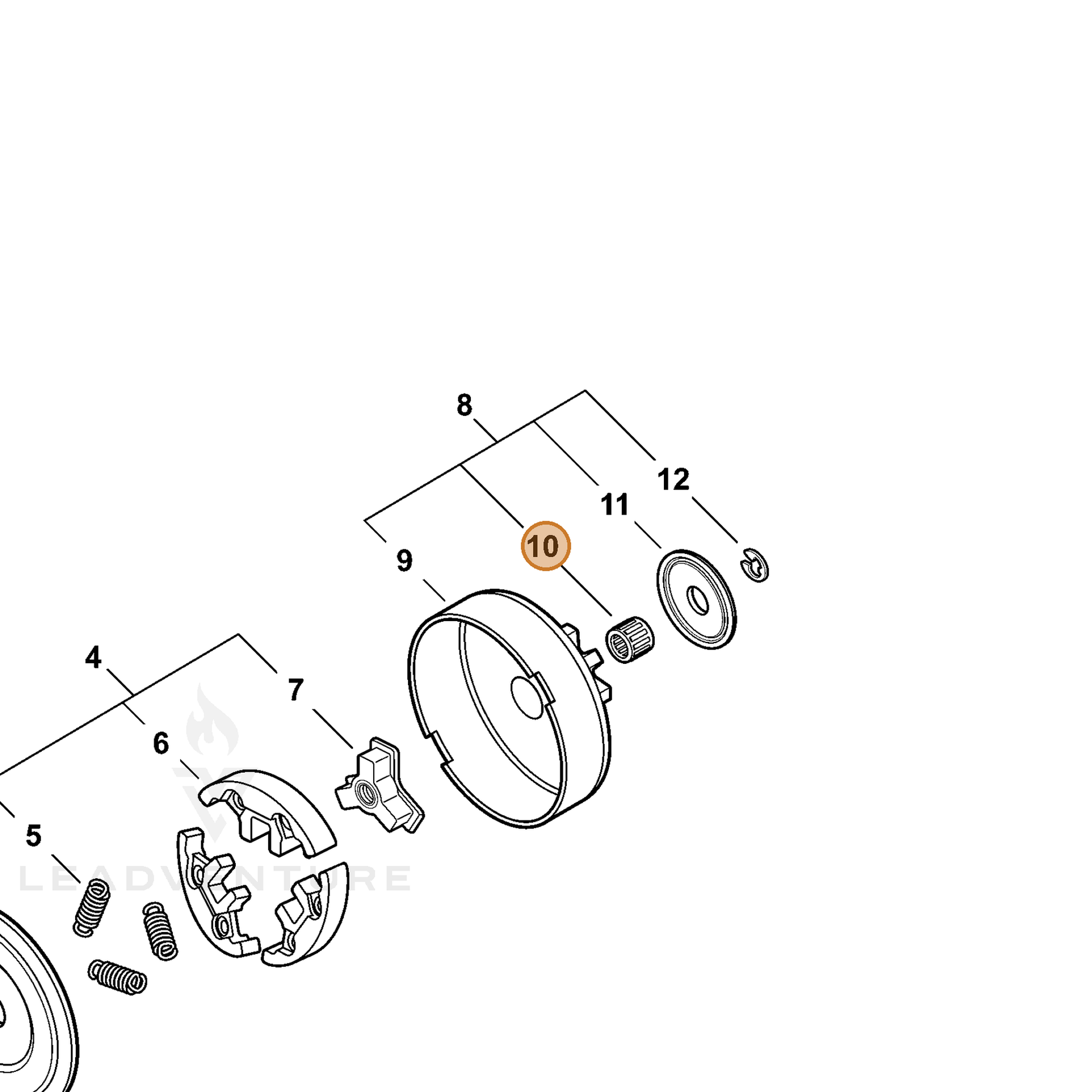 ECHO part V553000150 — IPL diagram snippet (6x zoom, amber highlight)