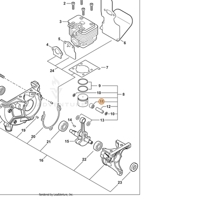 ECHO part V554000020 — IPL diagram snippet (6x zoom, amber highlight)