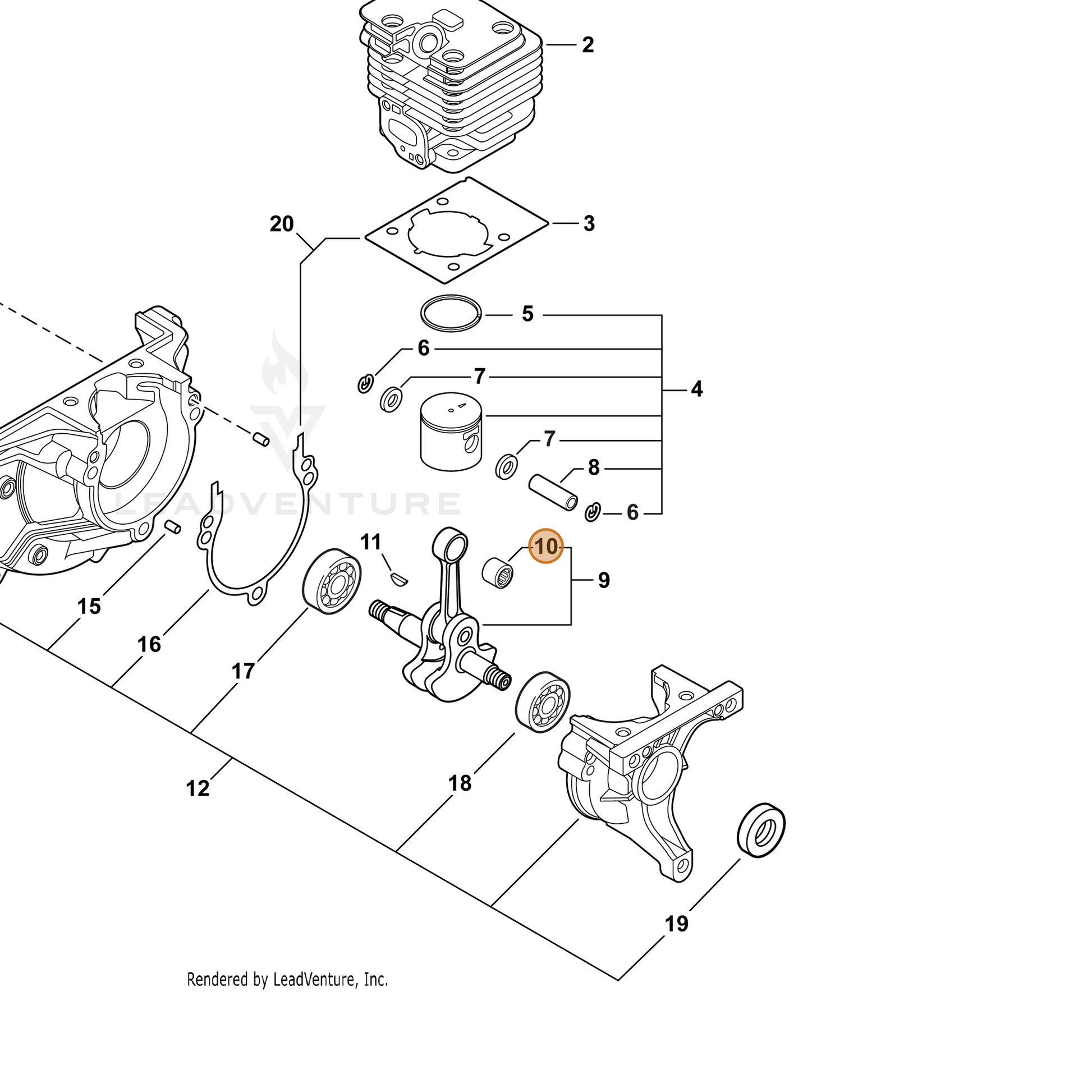 ECHO part V554000030 — IPL diagram snippet (6x zoom, amber highlight)
