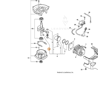 ECHO part V555000050 — IPL diagram snippet (6x zoom, amber highlight)