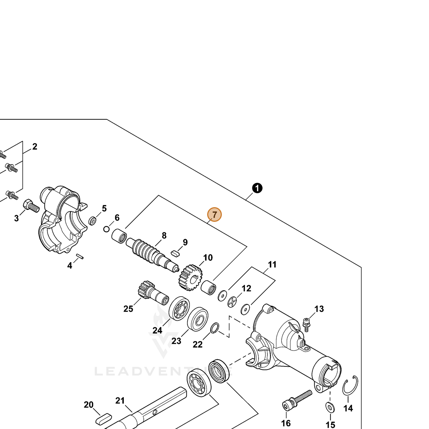 ECHO part V555000060 — IPL diagram snippet (6x zoom, amber highlight)