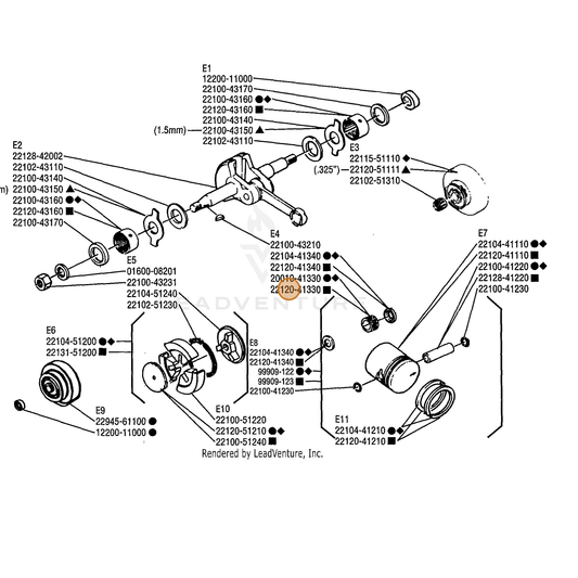 Echo part V555000130 — IPL diagram snippet (6x zoom, amber highlight)