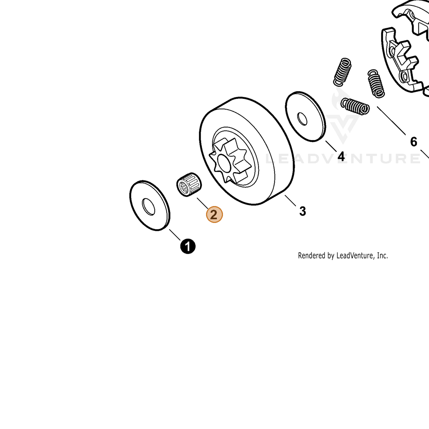 ECHO part V555000170 — IPL diagram snippet (6x zoom, amber highlight)