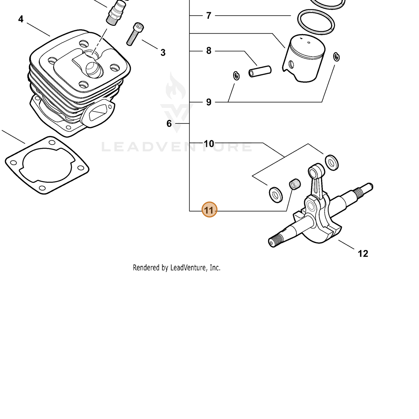 ECHO part V556000000 — IPL diagram snippet (6x zoom, amber highlight)