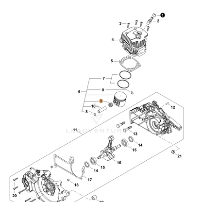 ECHO part V557000080 — IPL diagram snippet (6x zoom, amber highlight)