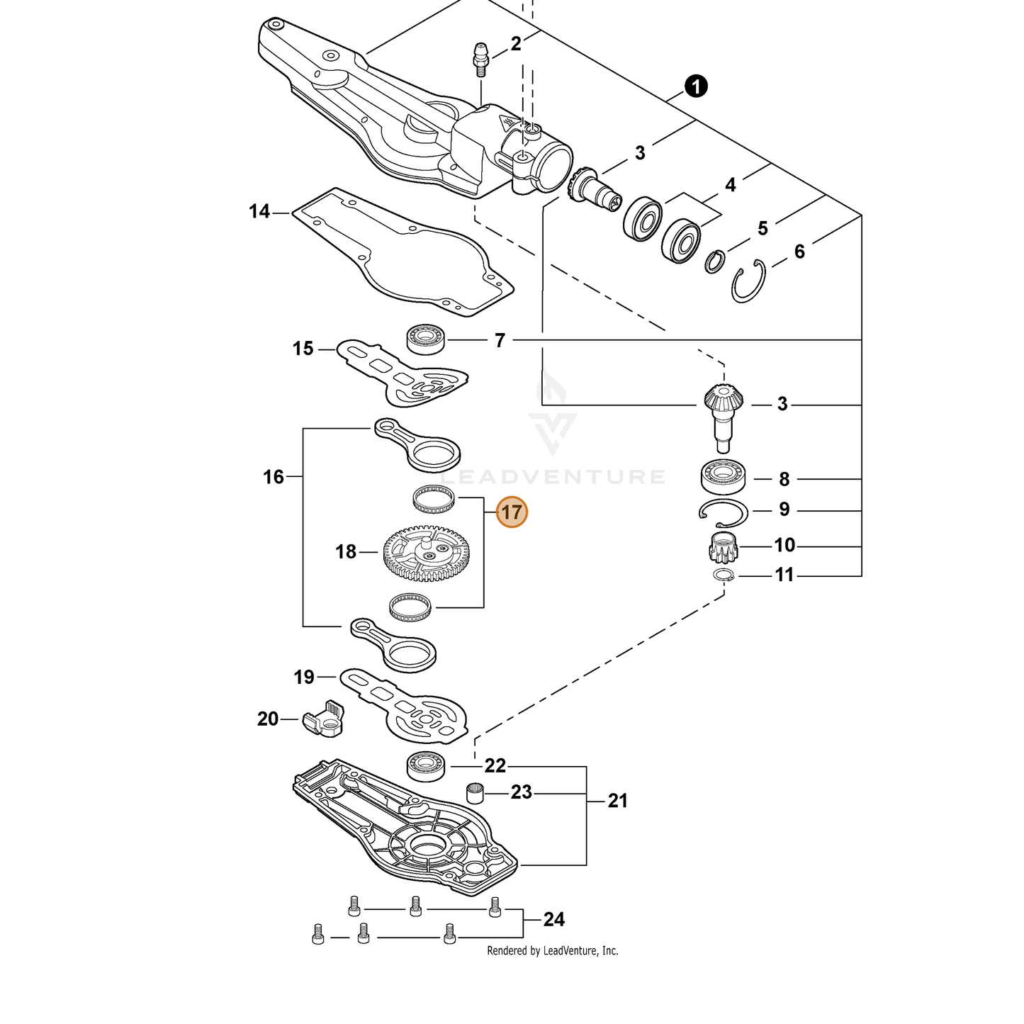 ECHO part V572000000 — IPL diagram snippet (6x zoom, amber highlight)