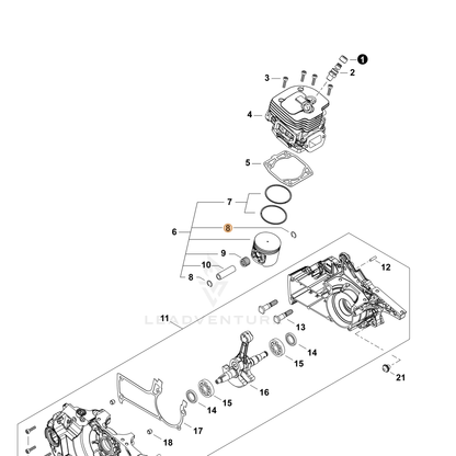 ECHO part V580000000 — IPL diagram snippet (6x zoom, amber highlight)