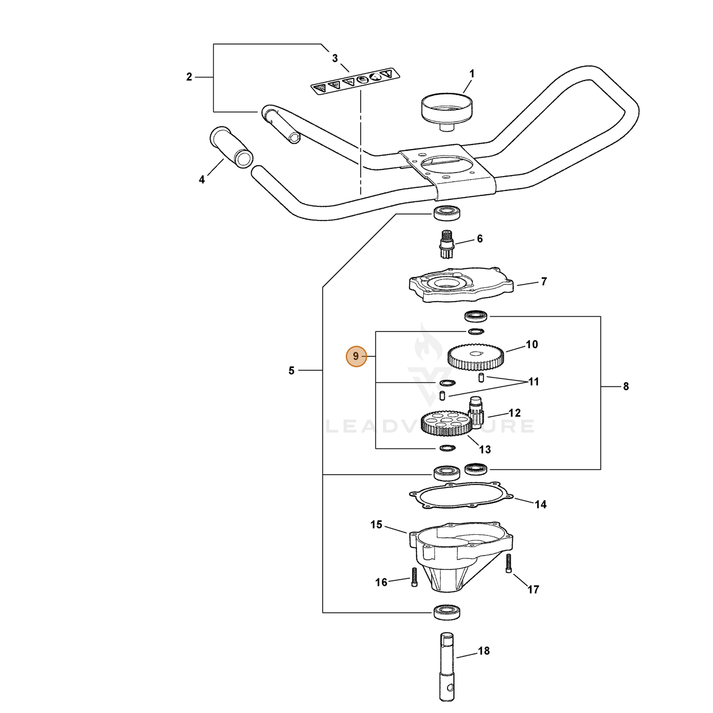 ECHO part V582000000 — IPL diagram snippet (6x zoom, amber highlight)