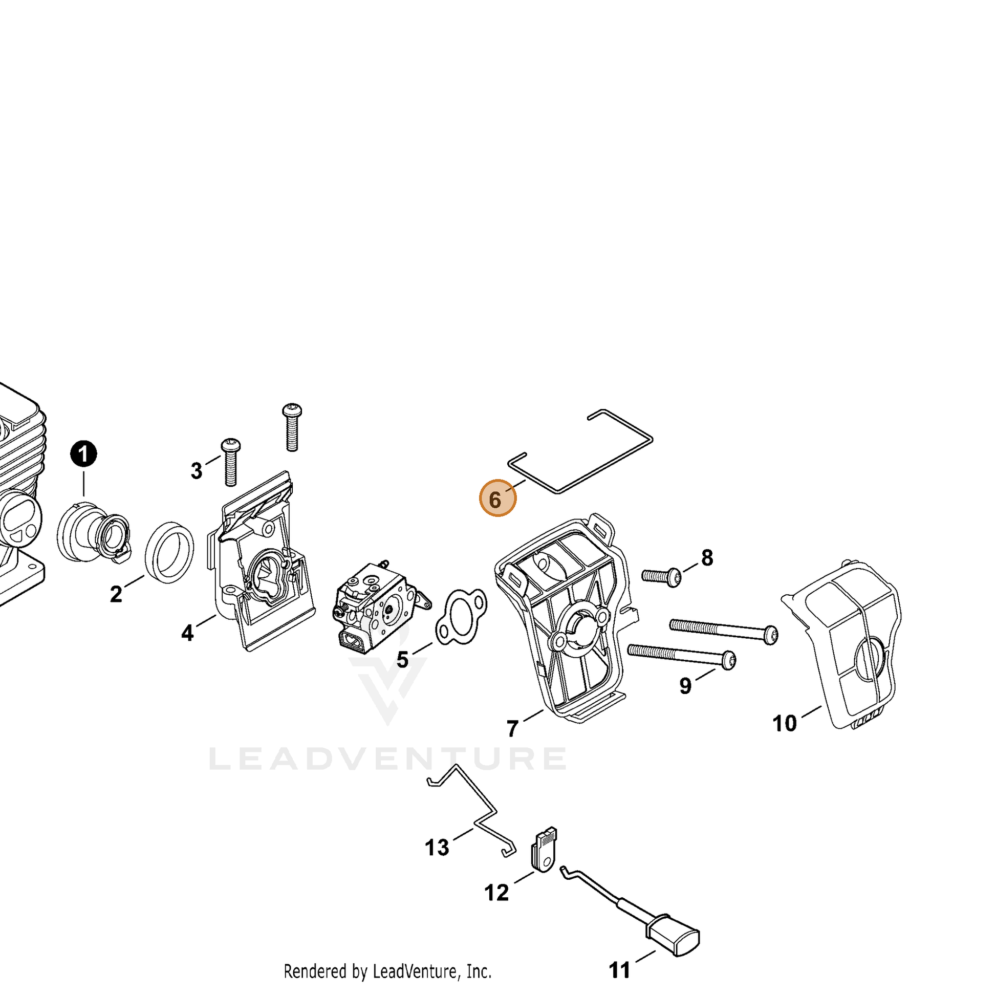ECHO part V582000050 — IPL diagram snippet (6x zoom, amber highlight)