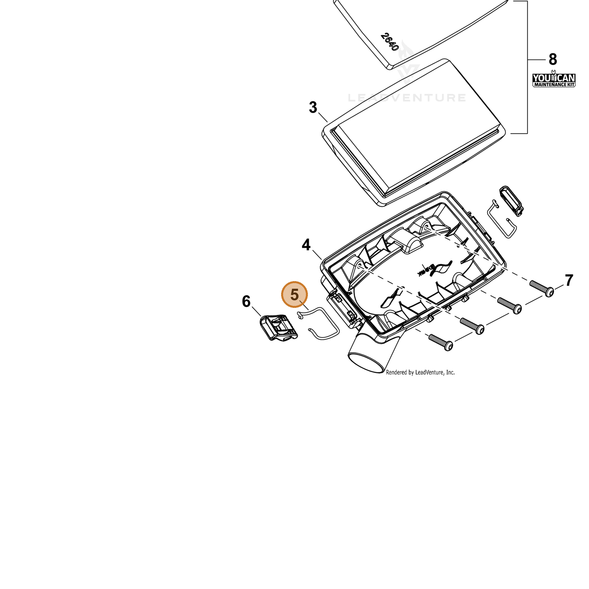 ECHO part V582000300 — IPL diagram snippet (6x zoom, amber highlight)