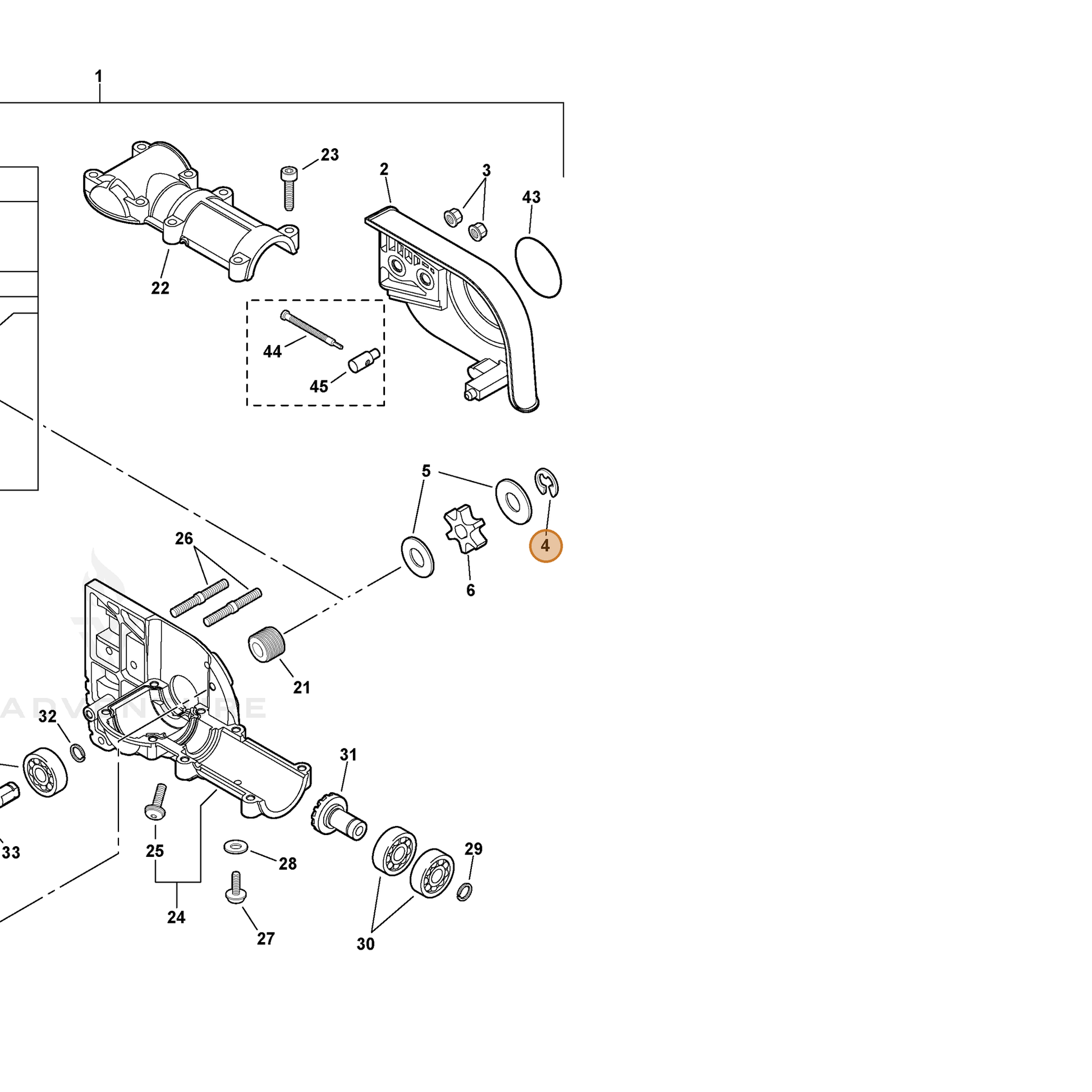 ECHO part V583000010 — IPL diagram snippet (6x zoom, amber highlight)