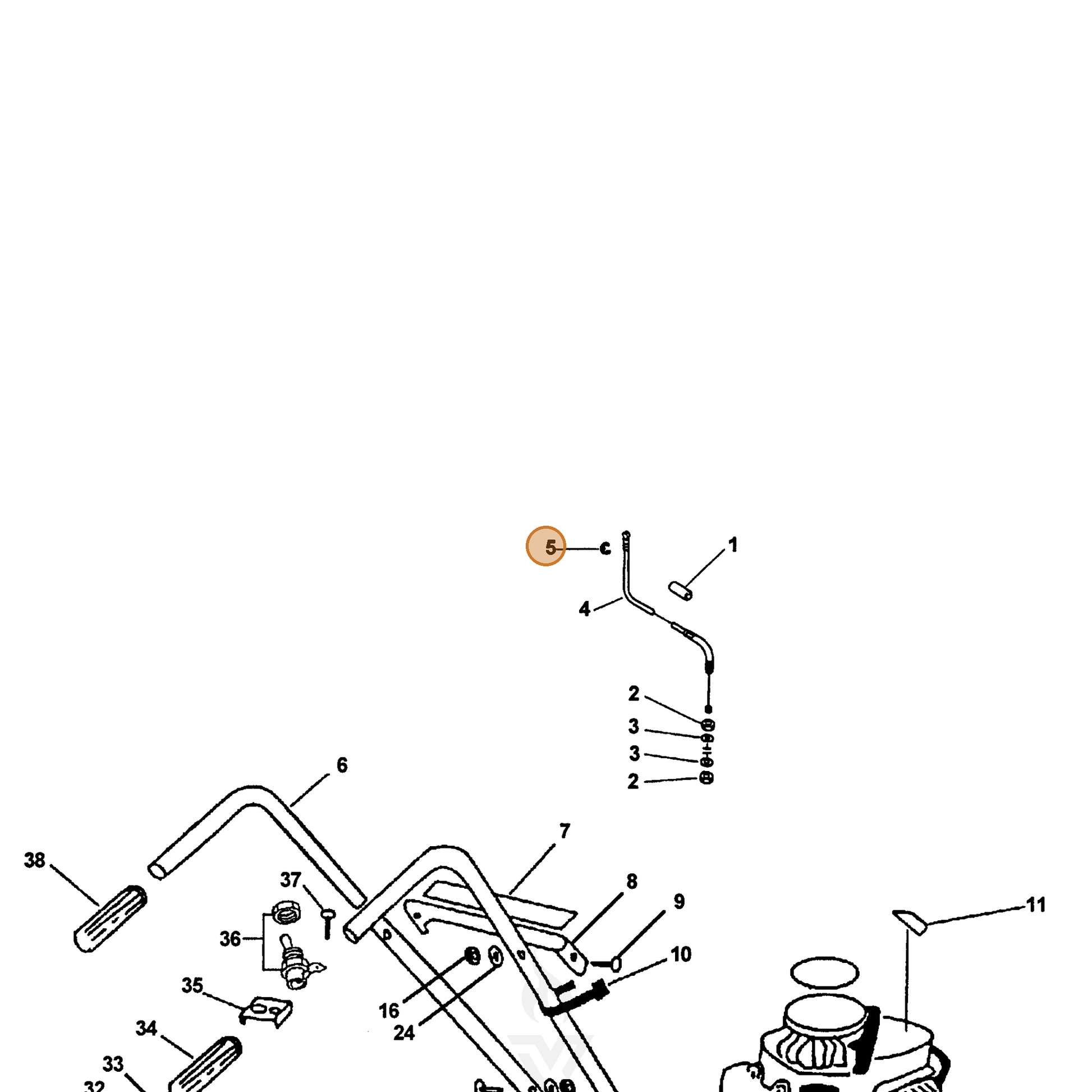 ECHO part V583000020 — IPL diagram snippet (6x zoom, amber highlight)