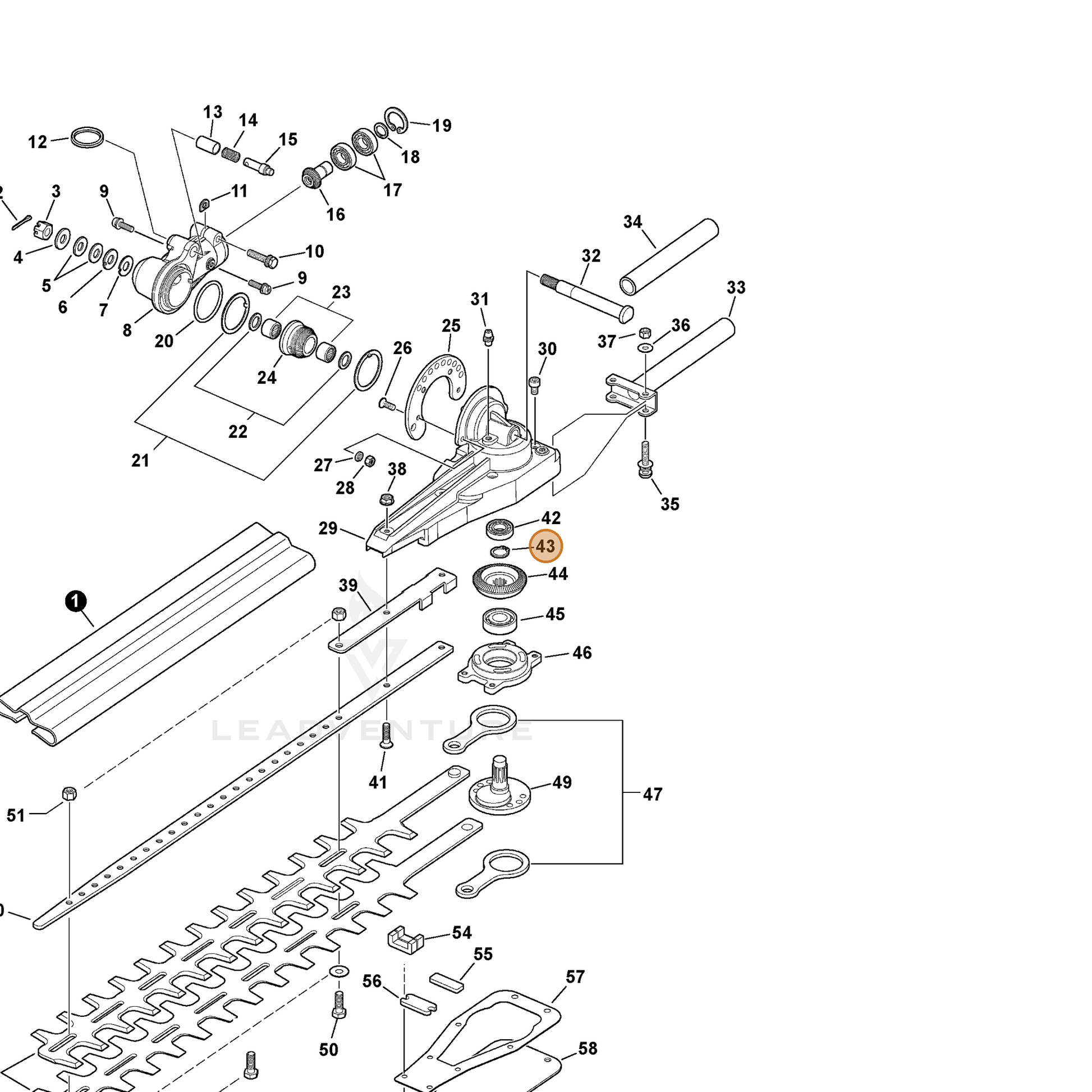 ECHO part V583000040 — IPL diagram snippet (6x zoom, amber highlight)