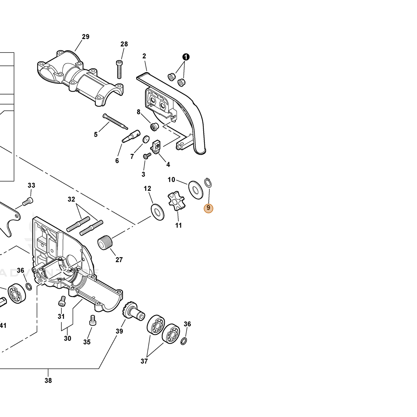 ECHO part V583000090 — IPL diagram snippet (6x zoom, amber highlight)