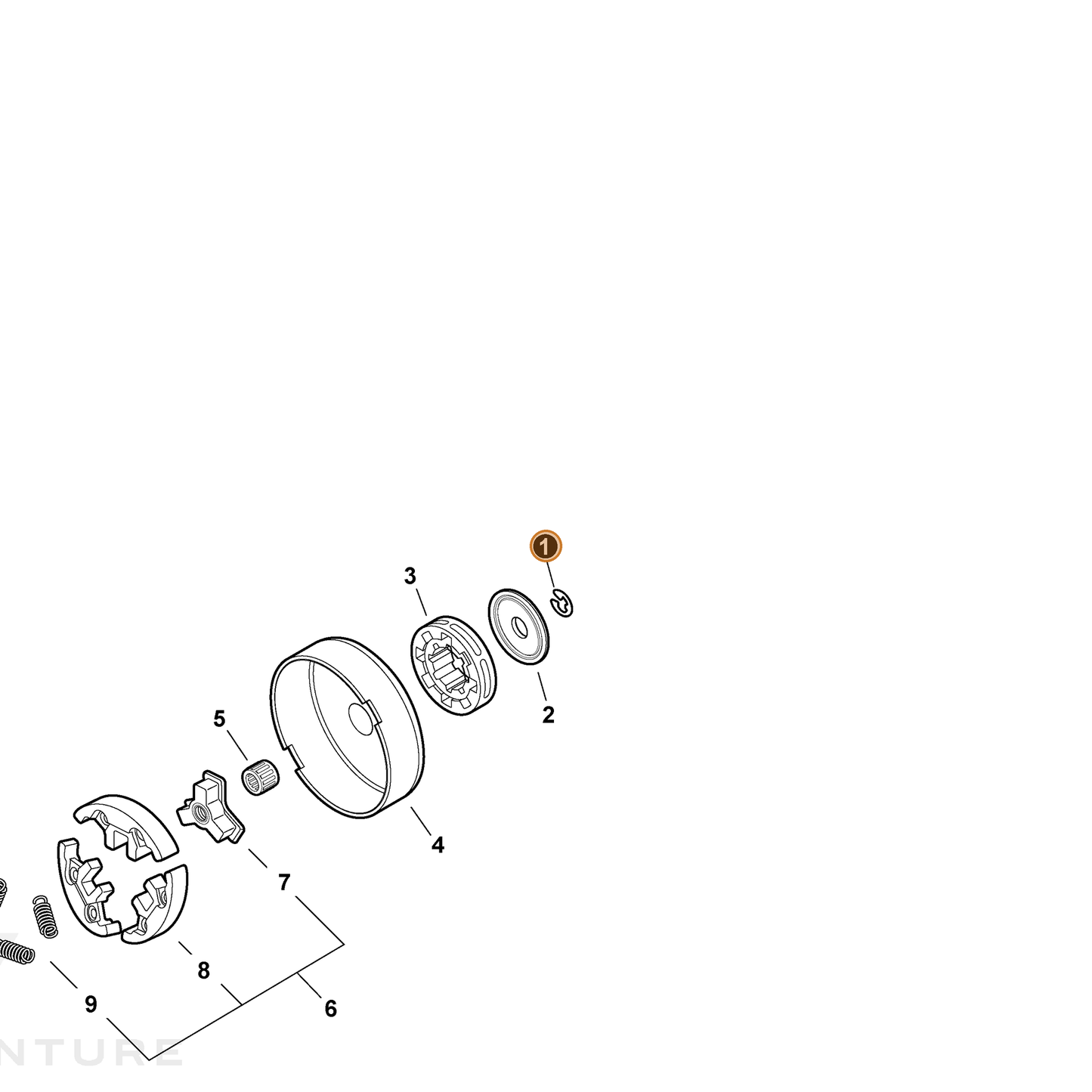 ECHO part V583000130 — IPL diagram snippet (6x zoom, amber highlight)