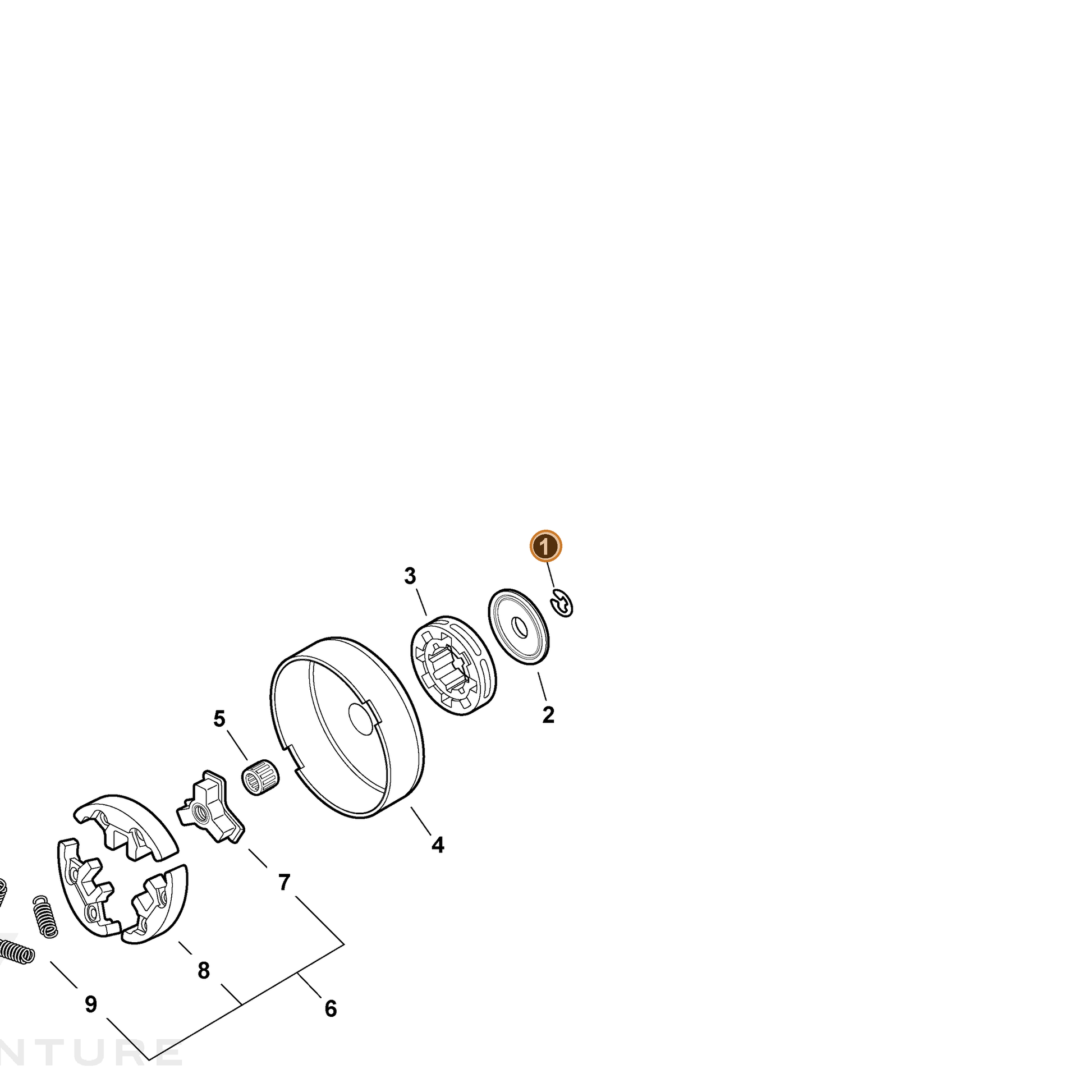 ECHO part V583000130 — IPL diagram snippet (6x zoom, amber highlight)