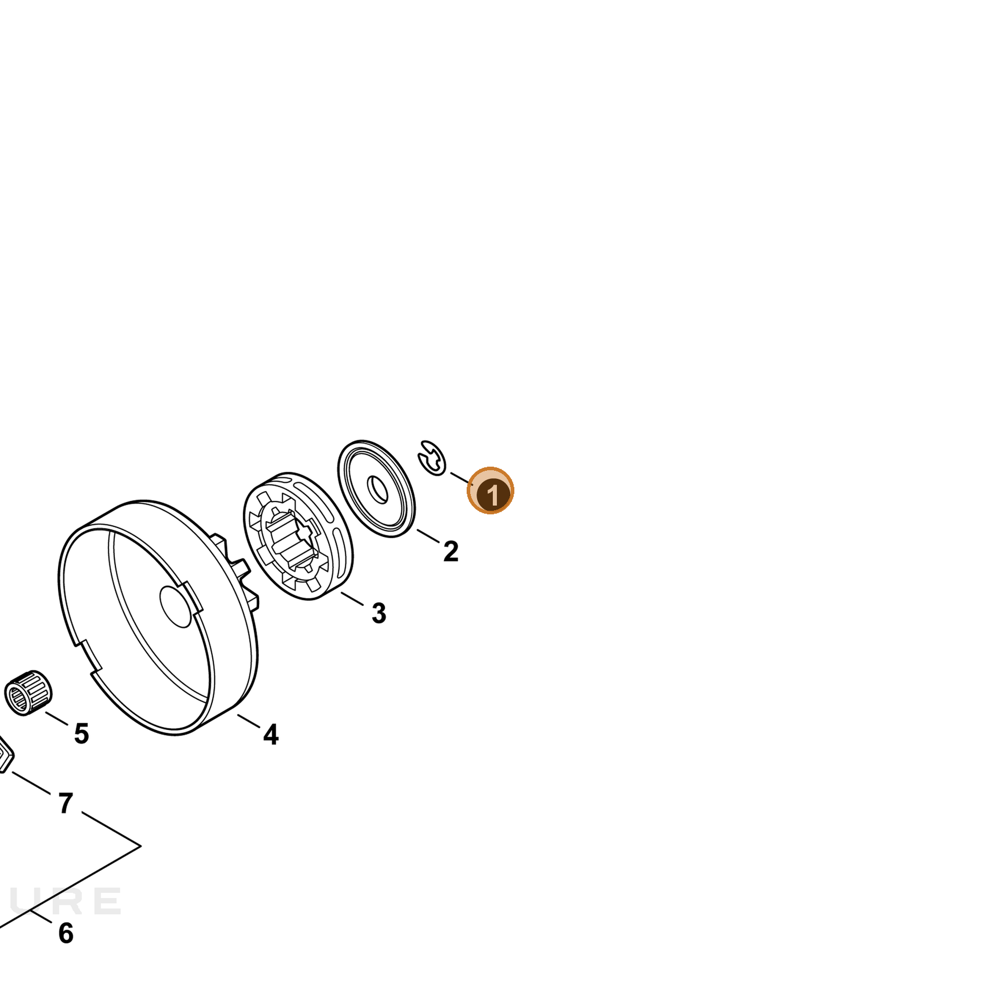 ECHO part V583000440 — IPL diagram snippet (6x zoom, amber highlight)