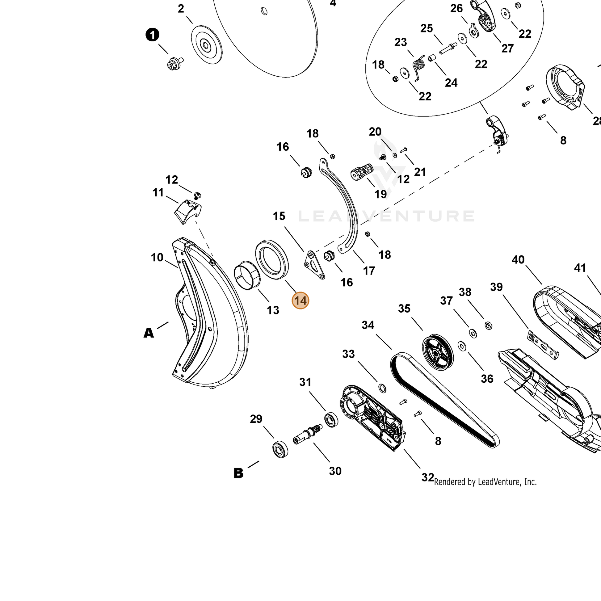 ECHO part V583000470 — IPL diagram snippet (6x zoom, amber highlight)