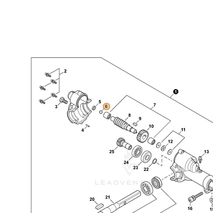 ECHO part V585000030 — IPL diagram snippet (6x zoom, amber highlight)