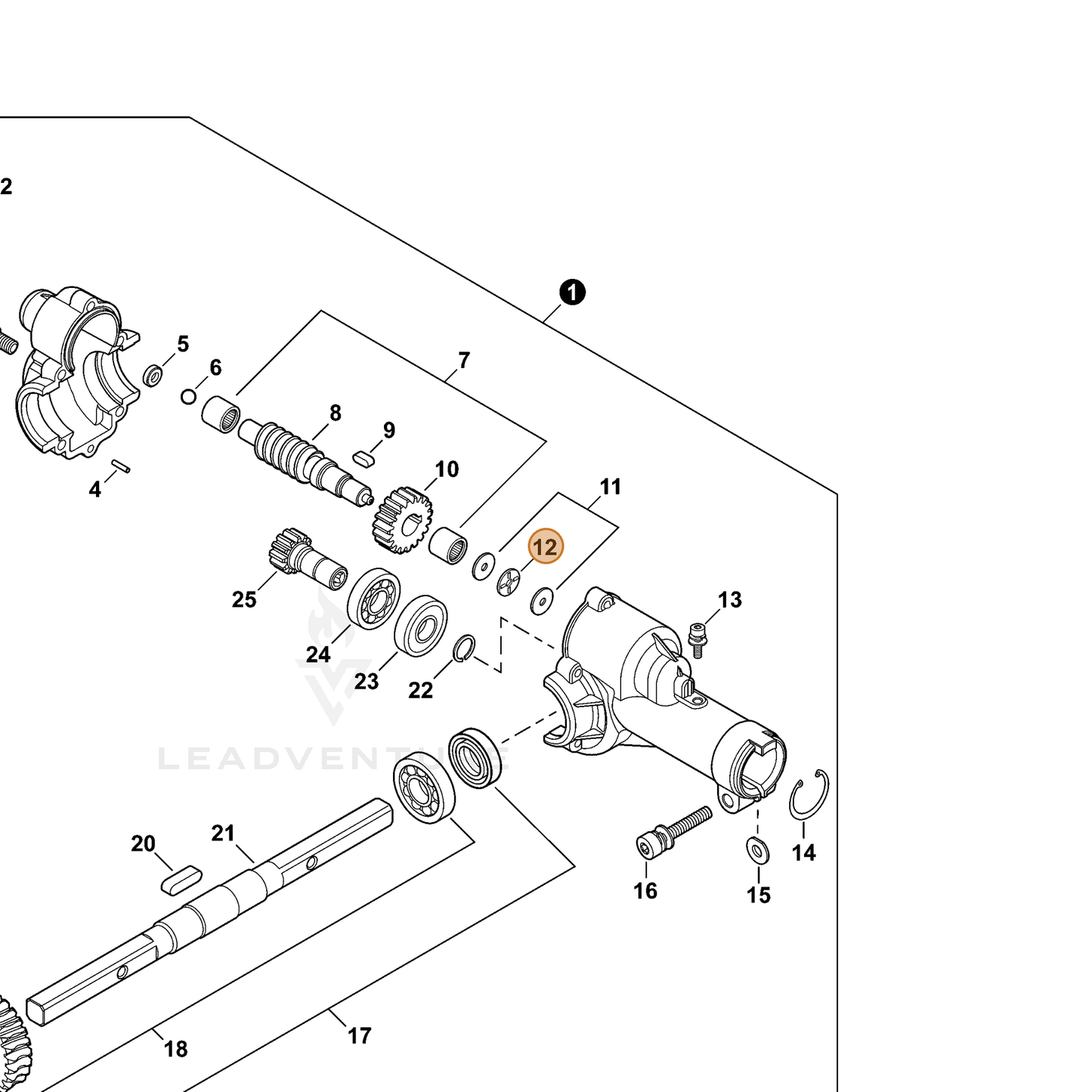 ECHO part V590000010 — IPL diagram snippet (6x zoom, amber highlight)