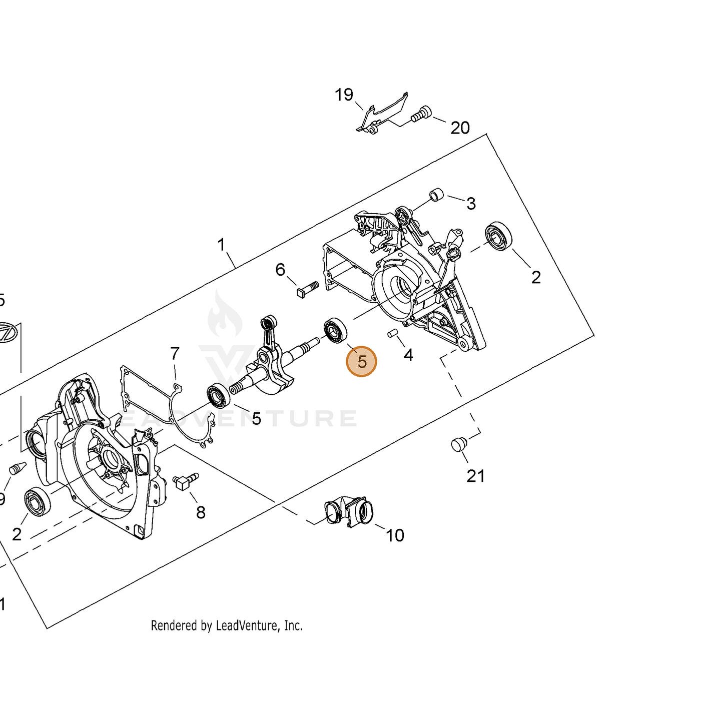 ECHO part V592000000 — IPL diagram snippet (6x zoom, amber highlight)
