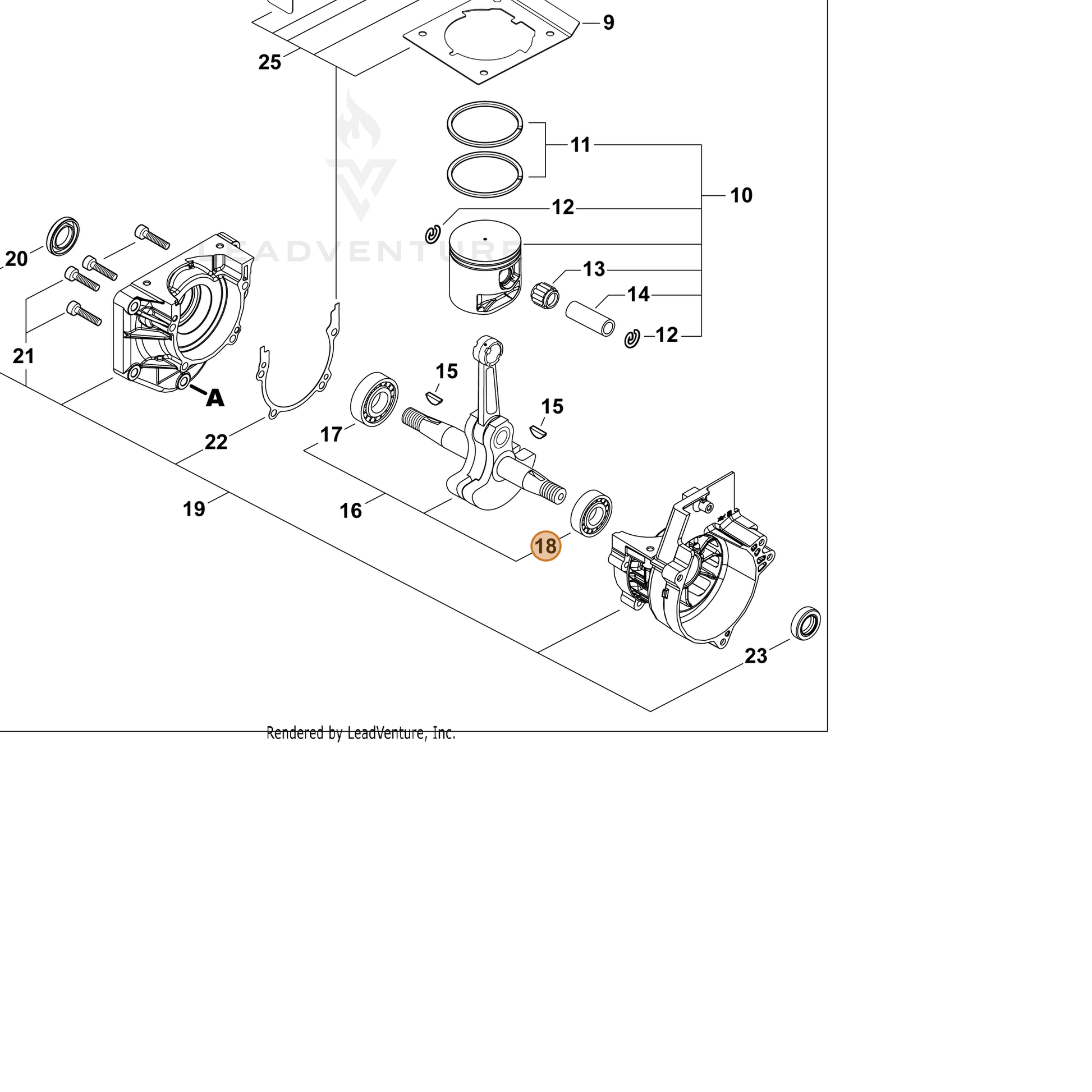 ECHO part V592000510 — IPL diagram snippet (6x zoom, amber highlight)