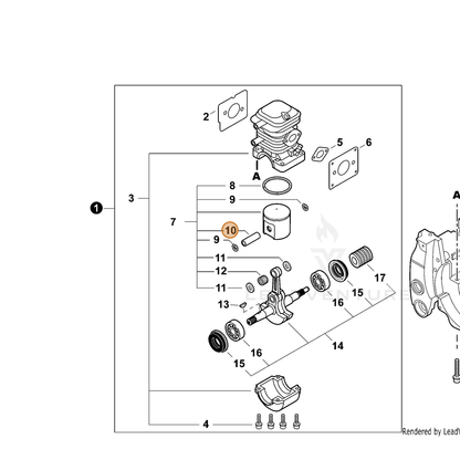 ECHO part V607000000 — IPL diagram snippet (6x zoom, amber highlight)