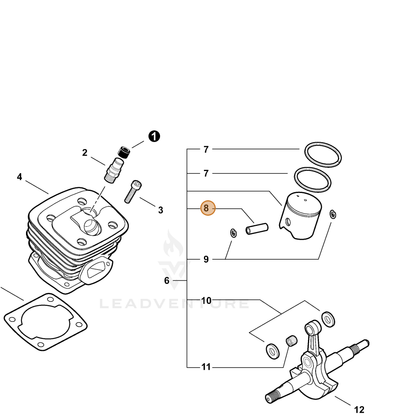 ECHO part V609000010 — IPL diagram snippet (6x zoom, amber highlight)