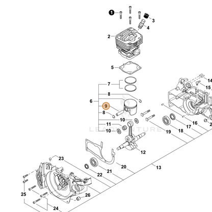 ECHO part V609000070 — IPL diagram snippet (6x zoom, amber highlight)