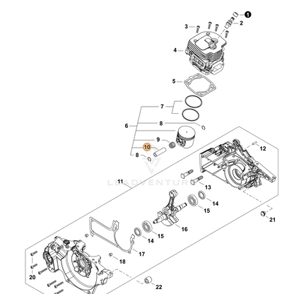 ECHO part V610000040 — IPL diagram snippet (6x zoom, amber highlight)