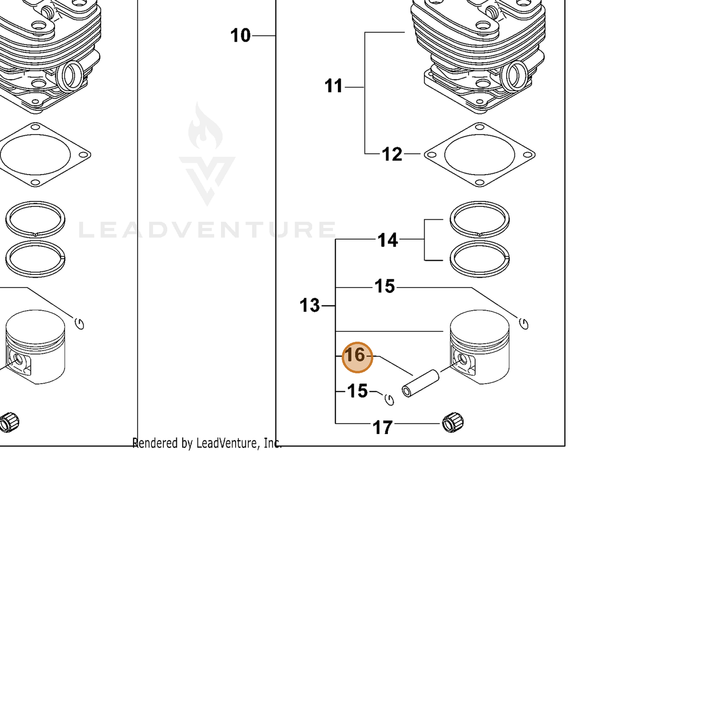 ECHO part V611000000 — IPL diagram snippet (6x zoom, amber highlight)