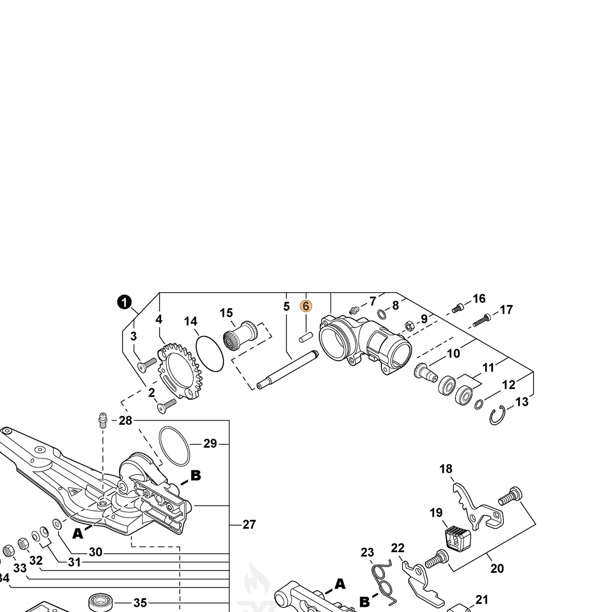 ECHO part V623000120 — IPL diagram snippet (6x zoom, amber highlight)