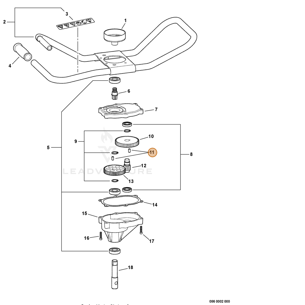 ECHO part V624000020 — IPL diagram snippet (6x zoom, amber highlight)