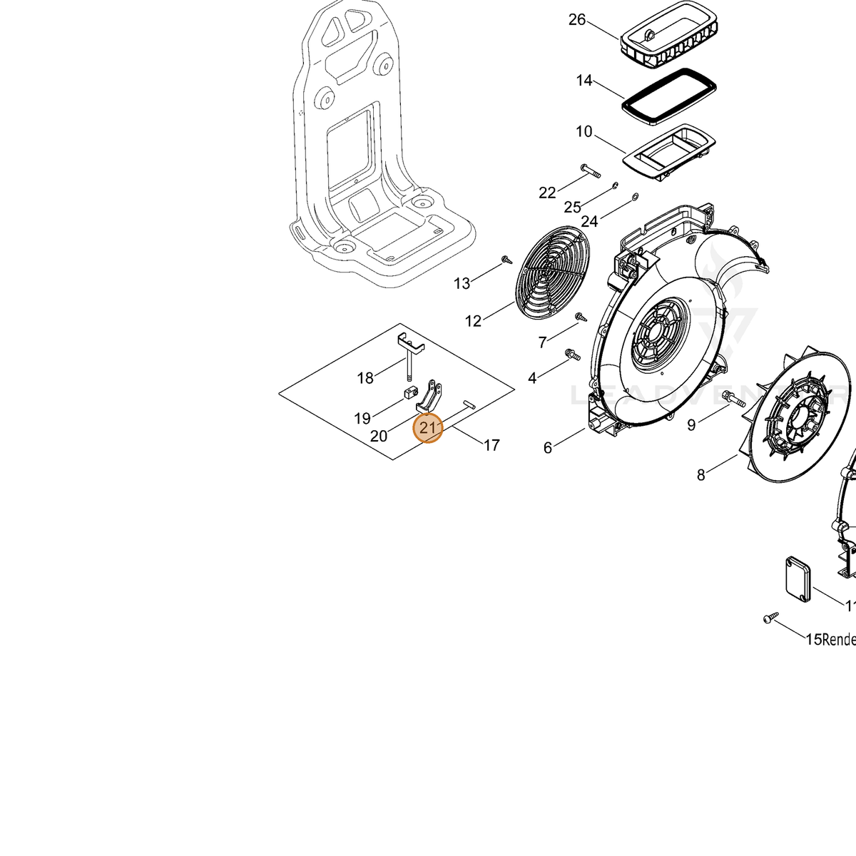 ECHO part V625000010 — IPL diagram snippet (6x zoom, amber highlight)