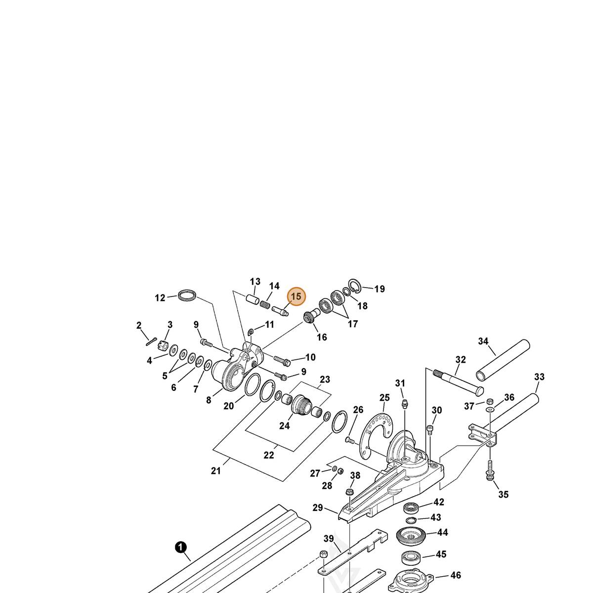ECHO part V642000020 — IPL diagram snippet (6x zoom, amber highlight)