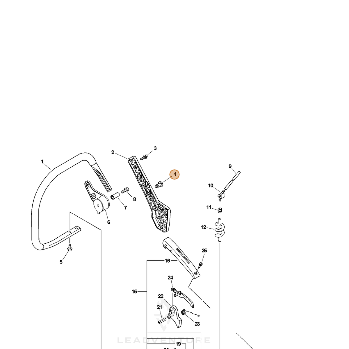 ECHO part V649000010 — IPL diagram snippet (6x zoom, amber highlight)