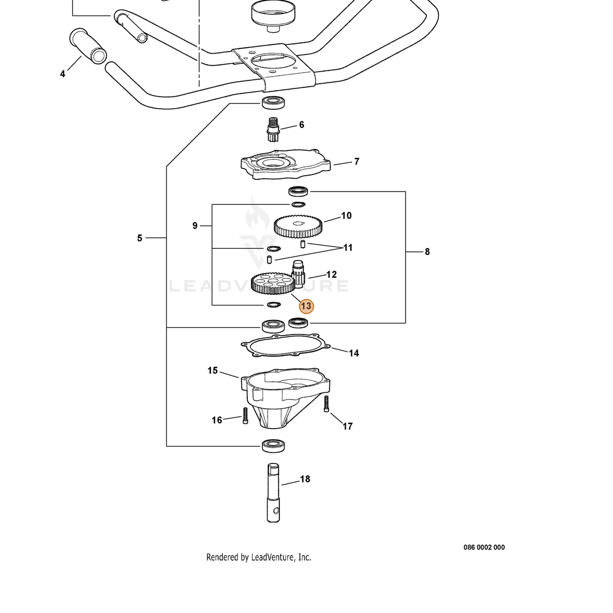 ECHO part V650000100 — IPL diagram snippet (6x zoom, amber highlight)