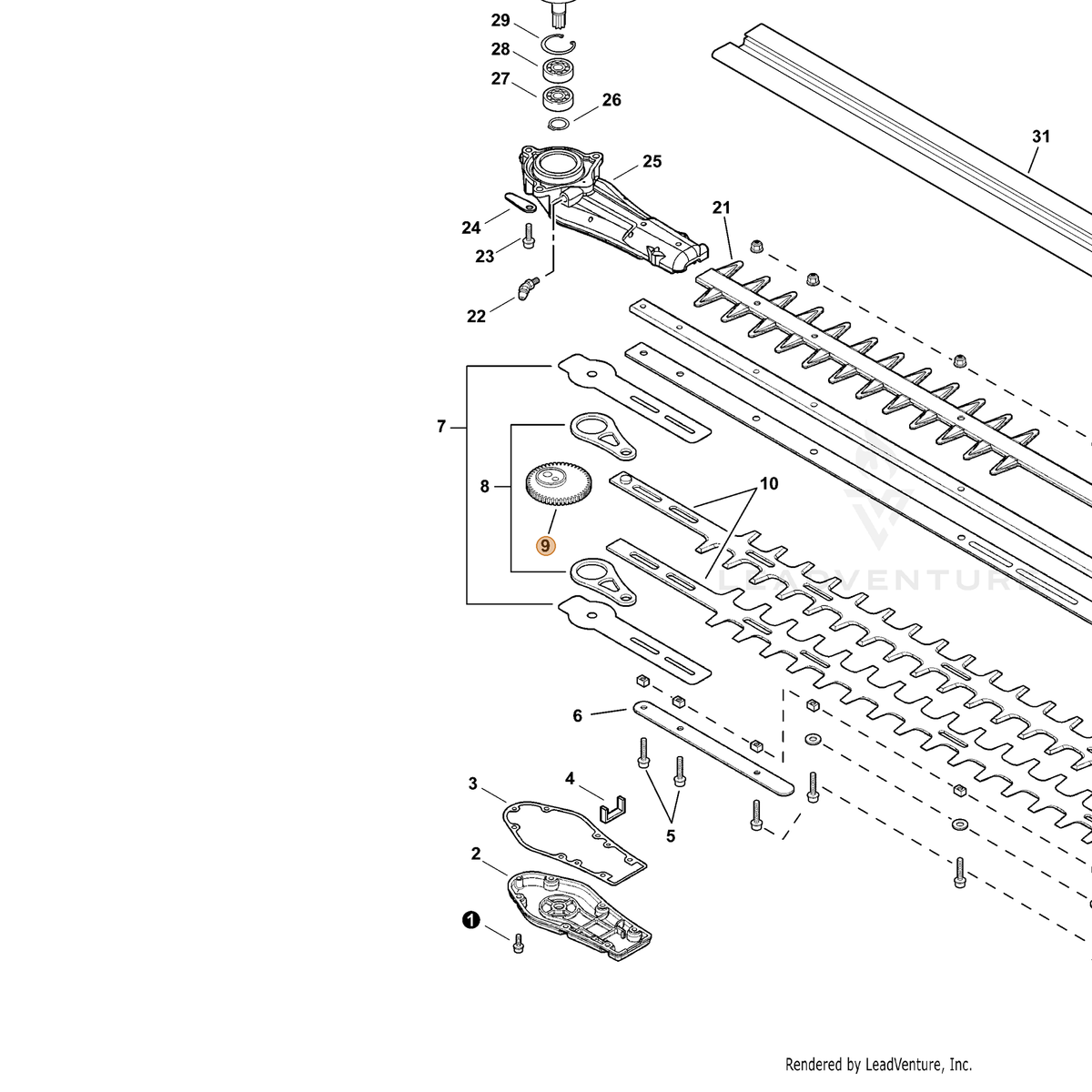 ECHO part V650000300 — IPL diagram snippet (6x zoom, amber highlight)