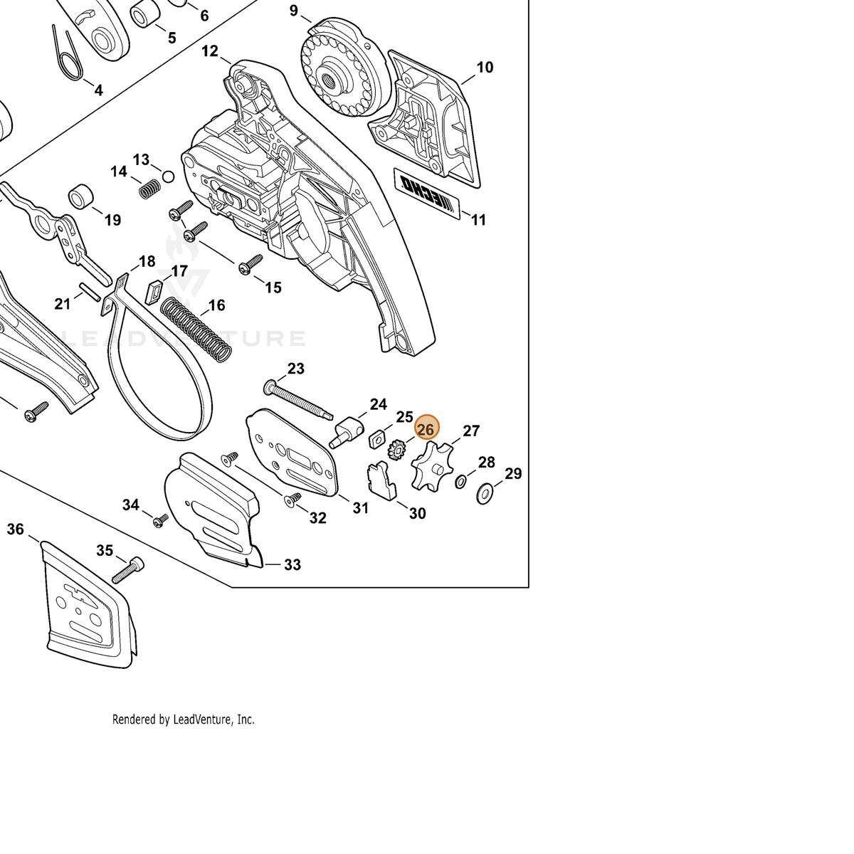 ECHO part V650000590 — IPL diagram snippet (6x zoom, amber highlight)
