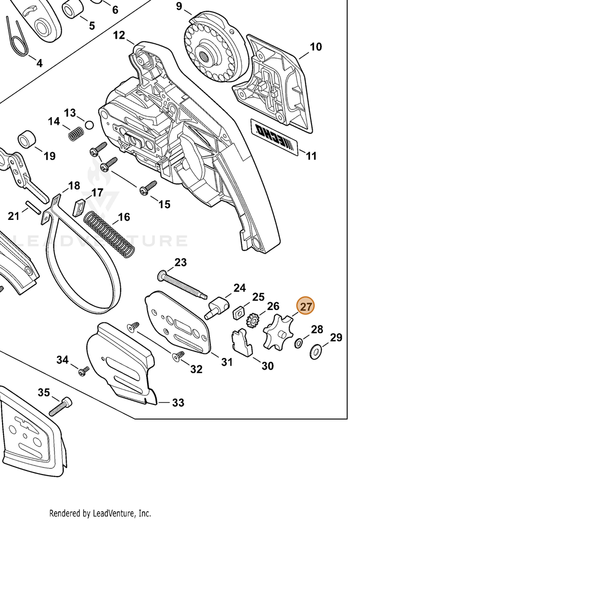 ECHO part V650000600 — IPL diagram snippet (6x zoom, amber highlight)