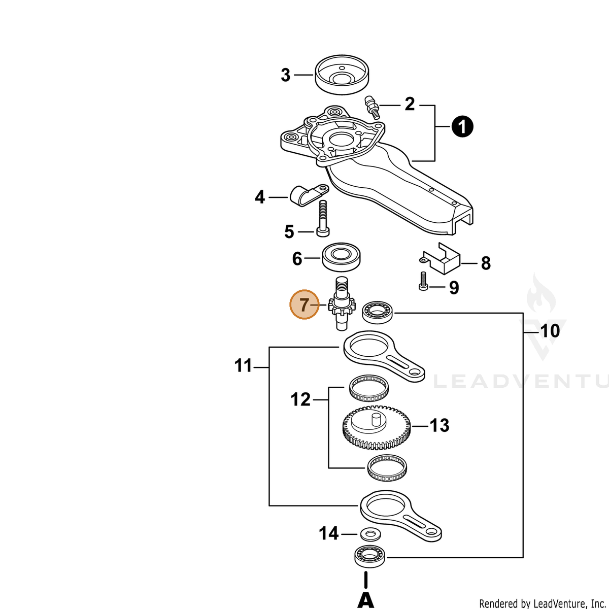 ECHO part V650000700 — IPL diagram snippet (6x zoom, amber highlight)