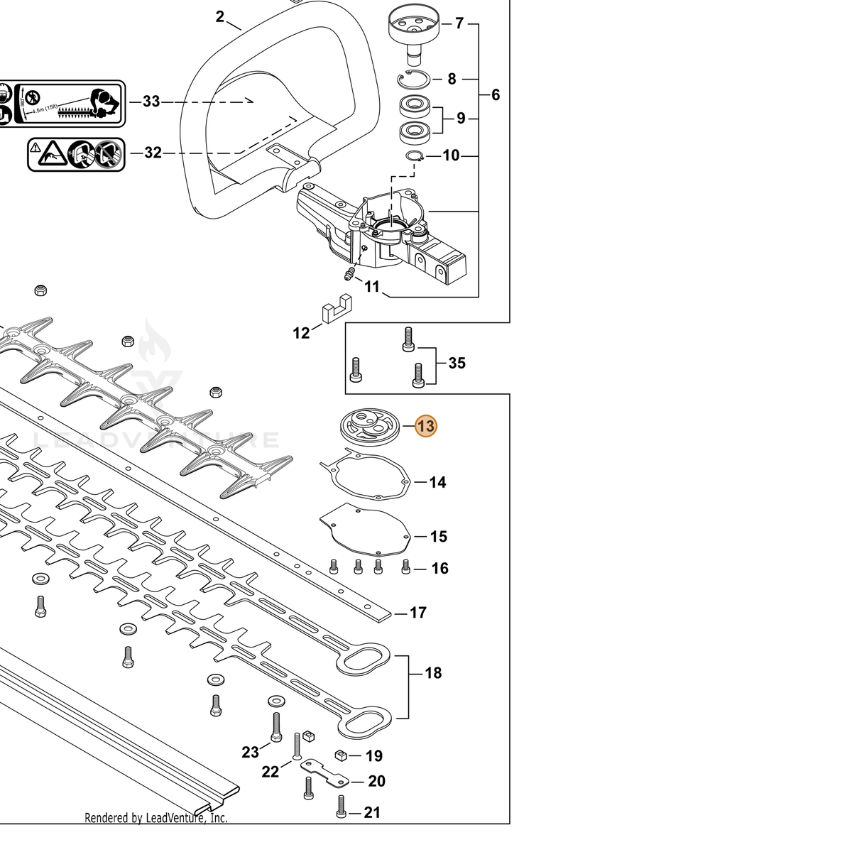 ECHO part V650000740 — IPL diagram snippet (6x zoom, amber highlight)