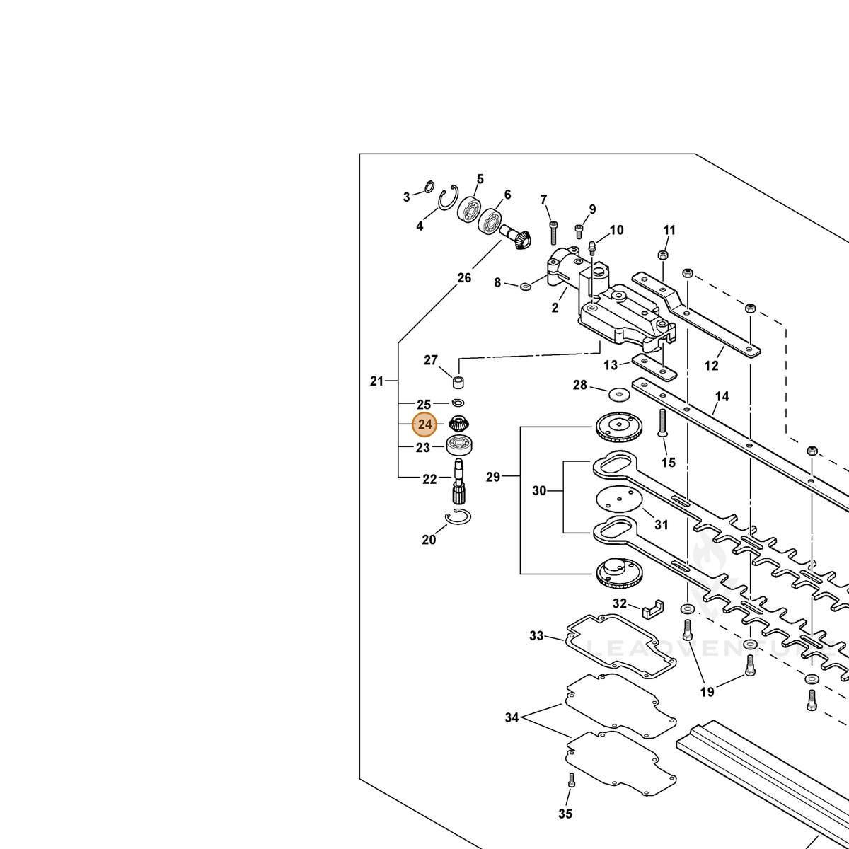 ECHO part V651000190 — IPL diagram snippet (6x zoom, amber highlight)