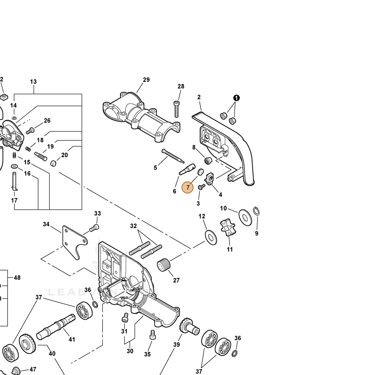 ECHO part V651000310 — IPL diagram snippet (6x zoom, amber highlight)