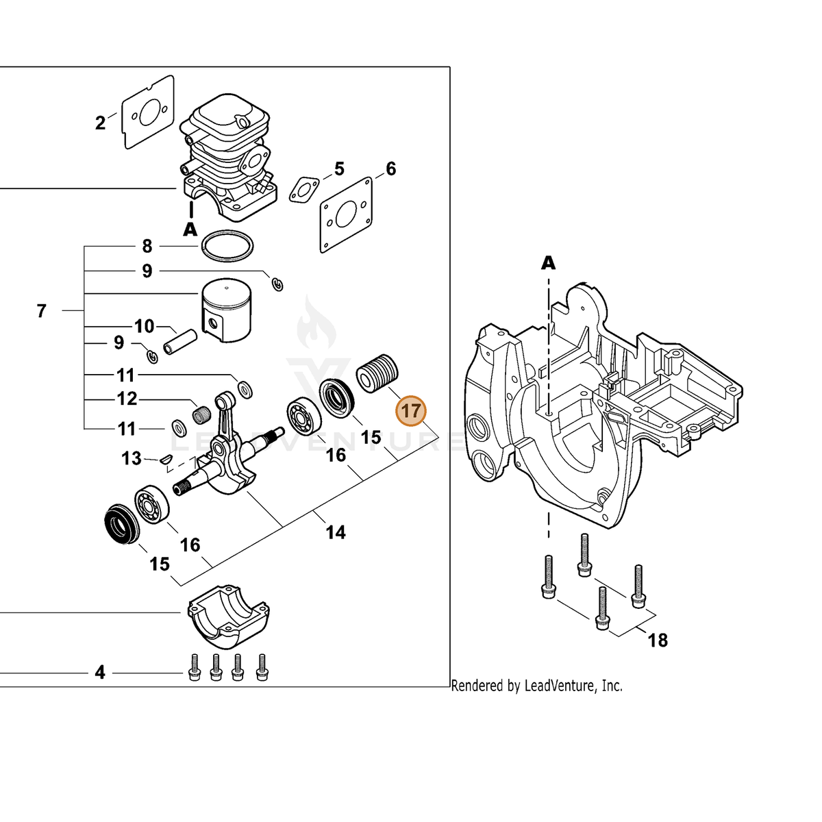 ECHO part V652000010 — IPL diagram snippet (6x zoom, amber highlight)